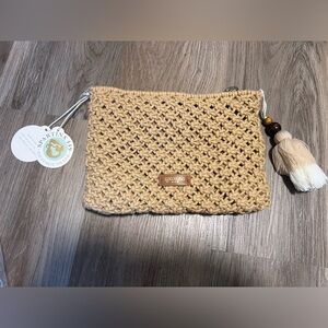 Brand New Spartina 449 Tan Macrame Crossbody Bag